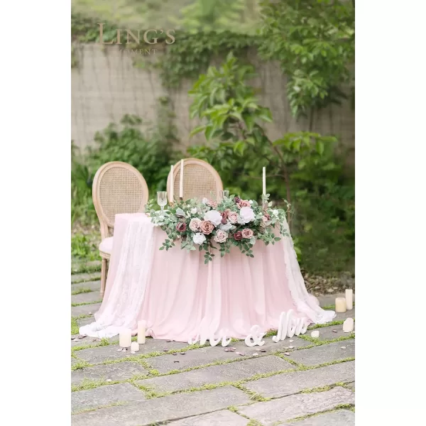 imageLings Moment 2pcs Dusty Rose Artificial Flower Garland Floral Swags Centerpieces Blush Wedding Arch Flower Greenery Arrangements for Sweetheart Table Wall Window Home Garden Outdoor DecorDusty Rose Mauve