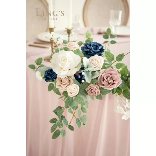 imageLings Moment 2pcs Dusty Rose Artificial Flower Garland Floral Swags Centerpieces Blush Wedding Arch Flower Greenery Arrangements for Sweetheart Table Wall Window Home Garden Outdoor DecorDusty Rose Navy