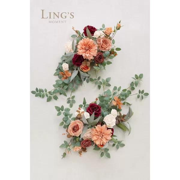 imageLings Moment 2pcs Dusty Rose Artificial Flower Garland Floral Swags Centerpieces Blush Wedding Arch Flower Greenery Arrangements for Sweetheart Table Wall Window Home Garden Outdoor DecorTerracotta