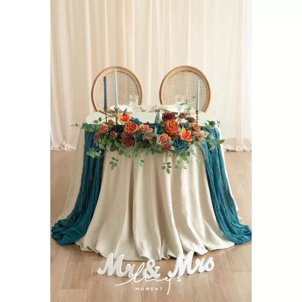 imageLings Moment 2pcs Dusty Rose Artificial Flower Garland Floral Swags Centerpieces Blush Wedding Arch Flower Greenery Arrangements for Sweetheart Table Wall Window Home Garden Outdoor DecorTeal Blue