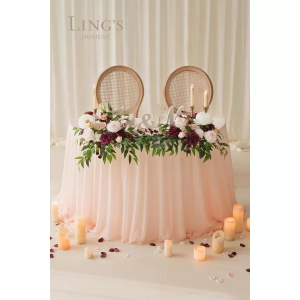 imageLings Moment 2pcs Dusty Rose Artificial Flower Garland Floral Swags Centerpieces Blush Wedding Arch Flower Greenery Arrangements for Sweetheart Table Wall Window Home Garden Outdoor DecorMarsala  Blush