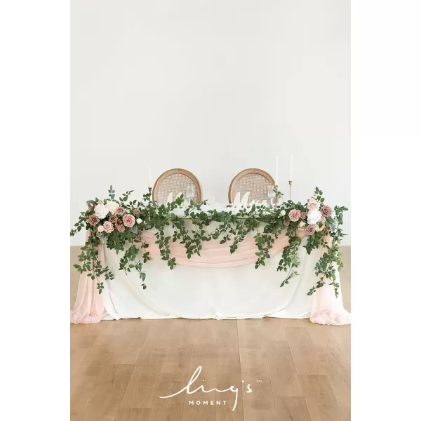 imageLings Moment 2pcs Dusty Rose Artificial Flower Garland Floral Swags Centerpieces Blush Wedding Arch Flower Greenery Arrangements for Sweetheart Table Wall Window Home Garden Outdoor DecorDusty Rose