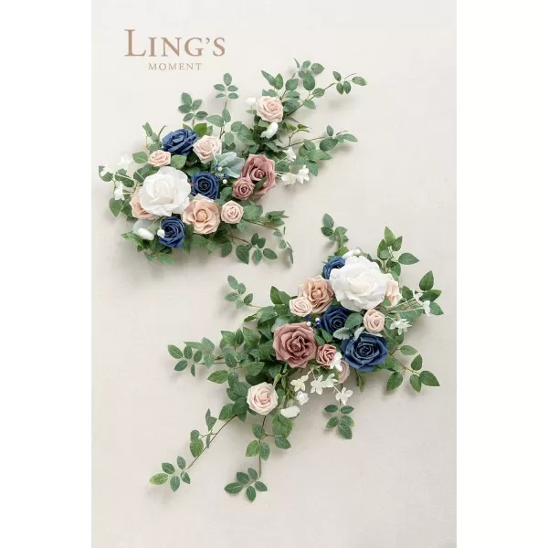 imageLings Moment 2pcs Dusty Rose Artificial Flower Garland Floral Swags Centerpieces Blush Wedding Arch Flower Greenery Arrangements for Sweetheart Table Wall Window Home Garden Outdoor DecorDusty Rose Navy