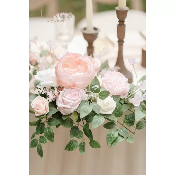 imageLings Moment 2pcs Dusty Rose Artificial Flower Garland Floral Swags Centerpieces Blush Wedding Arch Flower Greenery Arrangements for Sweetheart Table Wall Window Home Garden Outdoor DecorBlush