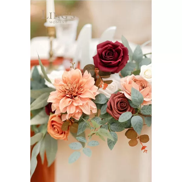 imageLings Moment 2pcs Dusty Rose Artificial Flower Garland Floral Swags Centerpieces Blush Wedding Arch Flower Greenery Arrangements for Sweetheart Table Wall Window Home Garden Outdoor DecorTerracotta