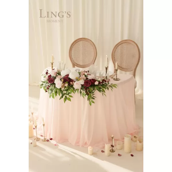 imageLings Moment 2pcs Dusty Rose Artificial Flower Garland Floral Swags Centerpieces Blush Wedding Arch Flower Greenery Arrangements for Sweetheart Table Wall Window Home Garden Outdoor DecorMarsala  Blush