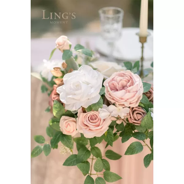 imageLings Moment 2pcs Dusty Rose Artificial Flower Garland Floral Swags Centerpieces Blush Wedding Arch Flower Greenery Arrangements for Sweetheart Table Wall Window Home Garden Outdoor DecorDusty Rose