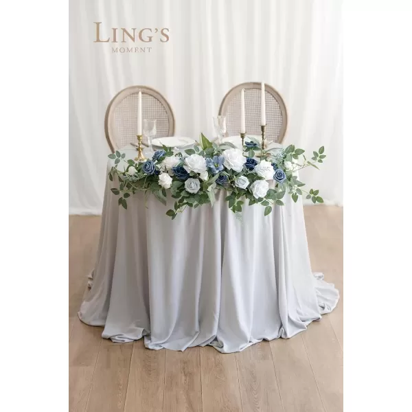 imageLings Moment 2pcs Dusty Rose Artificial Flower Garland Floral Swags Centerpieces Blush Wedding Arch Flower Greenery Arrangements for Sweetheart Table Wall Window Home Garden Outdoor DecorDusty Blue Navy