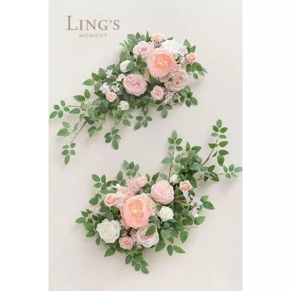 imageLings Moment 2pcs Dusty Rose Artificial Flower Garland Floral Swags Centerpieces Blush Wedding Arch Flower Greenery Arrangements for Sweetheart Table Wall Window Home Garden Outdoor DecorBlush