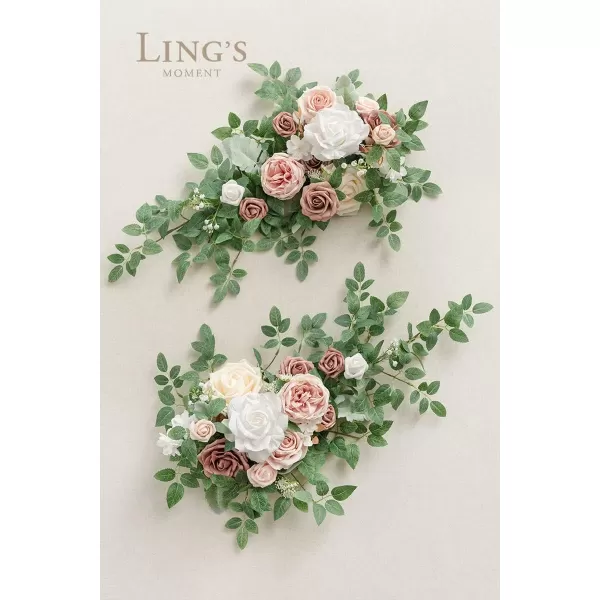 imageLings Moment 2pcs Dusty Rose Artificial Flower Garland Floral Swags Centerpieces Blush Wedding Arch Flower Greenery Arrangements for Sweetheart Table Wall Window Home Garden Outdoor DecorDusty Rose