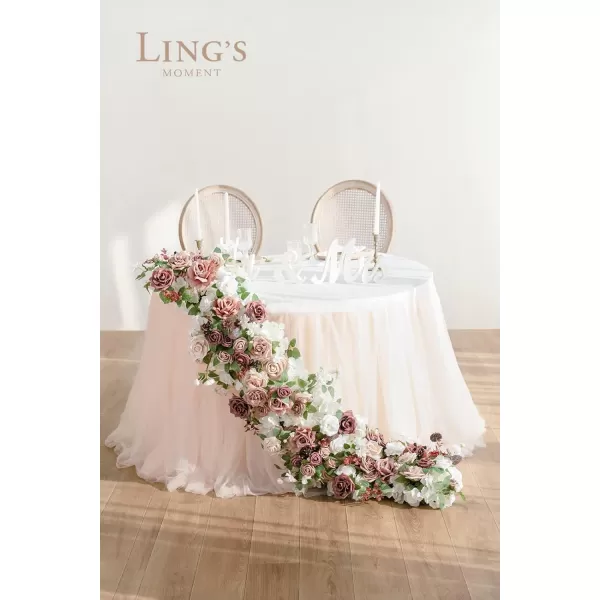 imageLings Moment 3pcs x195in Artificial Floral Swags Centerpieces Wedding Flower Arrangements for SweetheartHead Table Decor Wedding Backdrop Wall Arch Entrance Home Garden Decor  Dusty Rose ampamp MauveDusty Rose Mauve