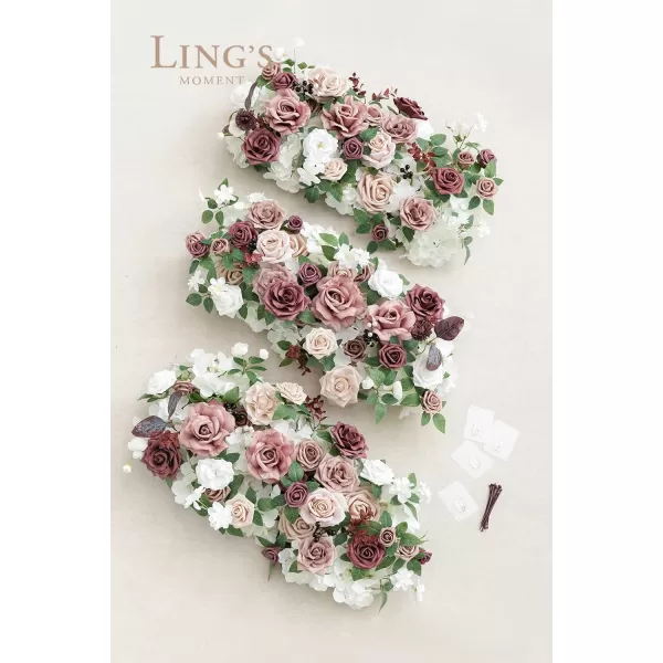 imageLings Moment 3pcs x195in Artificial Floral Swags Centerpieces Wedding Flower Arrangements for SweetheartHead Table Decor Wedding Backdrop Wall Arch Entrance Home Garden Decor  Dusty Rose ampamp MauveDusty Rose Mauve