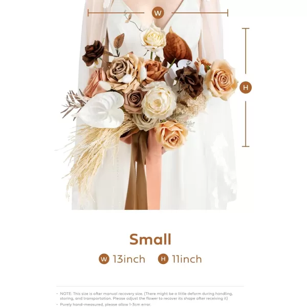 imageLings Moment Peach Wedding Bouquets for Bride Apricot Bridal Bouquets for Bride15 Inch Free Form Artificial Wedding Flower BouquetDesert Terracotta