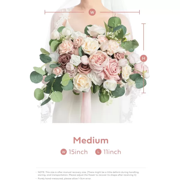 imageLings Moment Peach Wedding Bouquets for Bride Apricot Bridal Bouquets for Bride15 Inch Free Form Artificial Wedding Flower BouquetDusty Rose