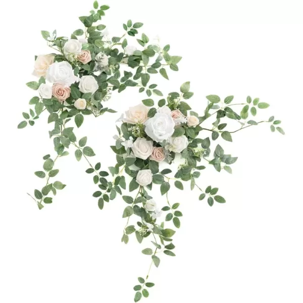 imageLings Moment 2PCS Artificial Floral Swags Centerpieces Wedding Flower Rose Garland Greenery Arrangements for SweetheartHead Table Decor Wedding Car Wall Arch Garden Decor  Dusty Rose ampamp MauveWhite  Sage