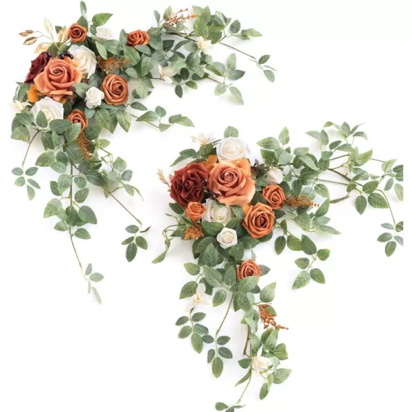 imageLings Moment 2PCS Artificial Floral Swags Centerpieces Wedding Flower Rose Garland Greenery Arrangements for SweetheartHead Table Decor Wedding Car Wall Arch Garden Decor  Dusty Rose ampamp MauveSunset Terracotta