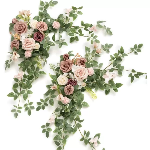 imageLings Moment 2PCS Artificial Floral Swags Centerpieces Wedding Flower Rose Garland Greenery Arrangements for SweetheartHead Table Decor Wedding Car Wall Arch Garden Decor  Dusty Rose ampamp MauveDusty Rose  Cream