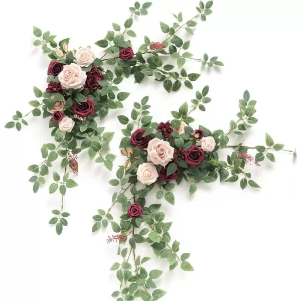 imageLings Moment 2PCS Artificial Floral Swags Centerpieces Wedding Flower Rose Garland Greenery Arrangements for SweetheartHead Table Decor Wedding Car Wall Arch Garden Decor  Dusty Rose ampamp MauveMarsala  Blush