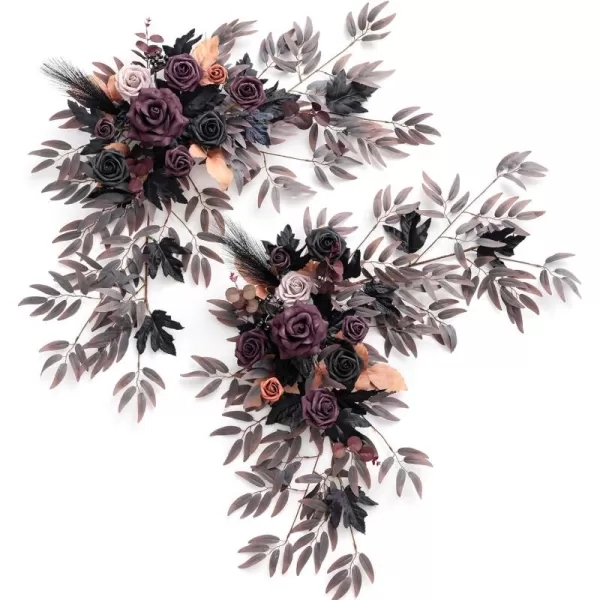 imageLings Moment 2PCS Artificial Floral Swags Centerpieces Wedding Flower Rose Garland Greenery Arrangements for SweetheartHead Table Decor Wedding Car Wall Arch Garden Decor  Dusty Rose ampamp MauvePurple Halloween