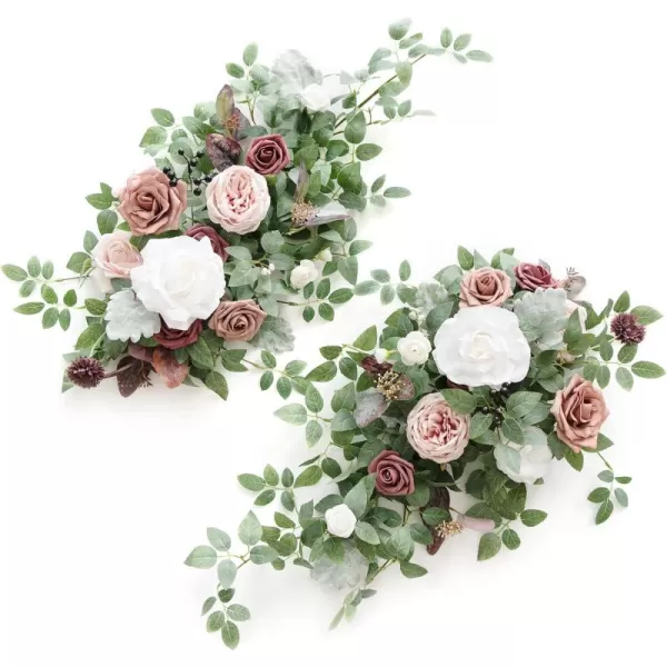 imageLings Moment 2pcs Dusty Rose Artificial Flower Garland Floral Swags Centerpieces Blush Wedding Arch Flower Greenery Arrangements for Sweetheart Table Wall Window Home Garden Outdoor DecorDusty Rose Mauve