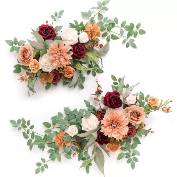 imageLings Moment 2pcs Dusty Rose Artificial Flower Garland Floral Swags Centerpieces Blush Wedding Arch Flower Greenery Arrangements for Sweetheart Table Wall Window Home Garden Outdoor DecorTerracotta