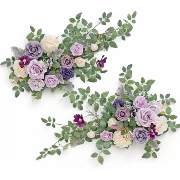 imageLings Moment 2pcs Dusty Rose Artificial Flower Garland Floral Swags Centerpieces Blush Wedding Arch Flower Greenery Arrangements for Sweetheart Table Wall Window Home Garden Outdoor DecorLilac Gold