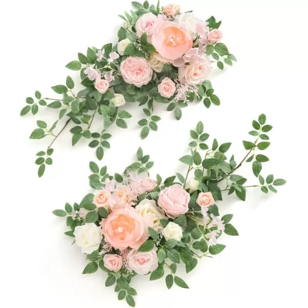 imageLings Moment 2pcs Dusty Rose Artificial Flower Garland Floral Swags Centerpieces Blush Wedding Arch Flower Greenery Arrangements for Sweetheart Table Wall Window Home Garden Outdoor DecorBlush