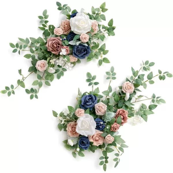 imageLings Moment 2pcs Dusty Rose Artificial Flower Garland Floral Swags Centerpieces Blush Wedding Arch Flower Greenery Arrangements for Sweetheart Table Wall Window Home Garden Outdoor DecorDusty Rose Navy