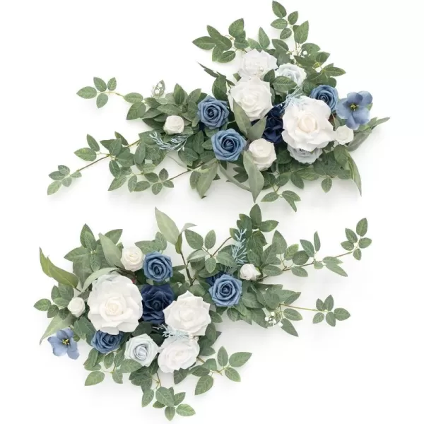 imageLings Moment 2pcs Dusty Rose Artificial Flower Garland Floral Swags Centerpieces Blush Wedding Arch Flower Greenery Arrangements for Sweetheart Table Wall Window Home Garden Outdoor DecorDusty Blue Navy