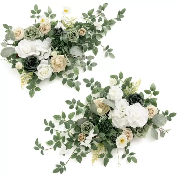 imageLings Moment 2pcs Dusty Rose Artificial Flower Garland Floral Swags Centerpieces Blush Wedding Arch Flower Greenery Arrangements for Sweetheart Table Wall Window Home Garden Outdoor DecorEmerald  Tawny Beige