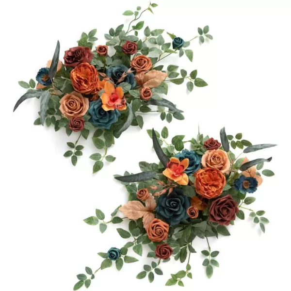 imageLings Moment 2pcs Dusty Rose Artificial Flower Garland Floral Swags Centerpieces Blush Wedding Arch Flower Greenery Arrangements for Sweetheart Table Wall Window Home Garden Outdoor DecorTeal Blue