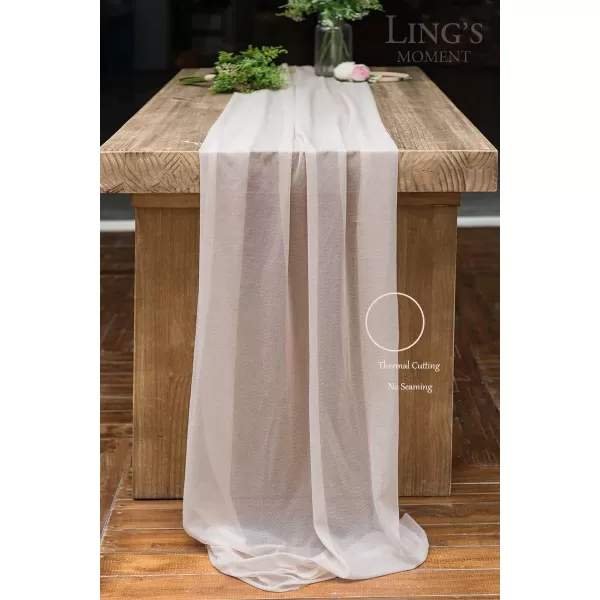 imageLings Moment 14Ft Brilliant White Sheer Chiffon Like Table Runner with Silver Sparkle for Rustic Boho Wedding Party Bridal Shower Decorations Birthday Party10ft