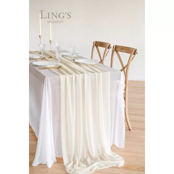 imageLings Moment 14Ft Brilliant White Sheer Chiffon Like Table Runner with Silver Sparkle for Rustic Boho Wedding Party Bridal Shower Decorations Birthday Party10ft