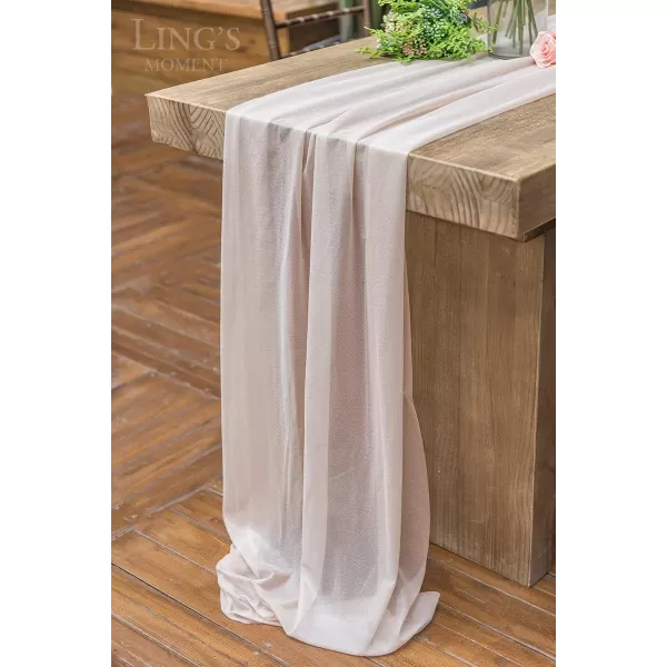 imageLings Moment 14Ft Brilliant White Sheer Chiffon Like Table Runner with Silver Sparkle for Rustic Boho Wedding Party Bridal Shower Decorations Birthday Party14ft