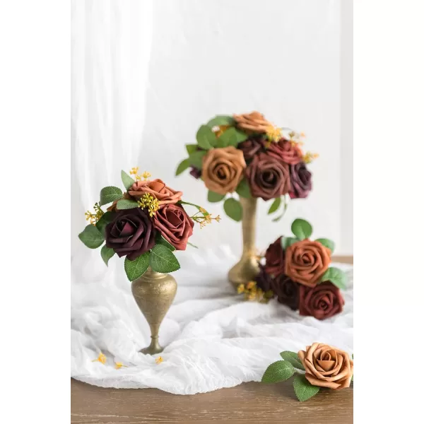 imageLings Moment Artificial Flowers 25Pcs 3quot Roses in Walnut Brown Shades Realistic DIY Foam Floral Decor for Wedding BouquetsCenterpieces Outdoor Party Backdrops RoomTable GardenPot DecorationsShade of Mustard