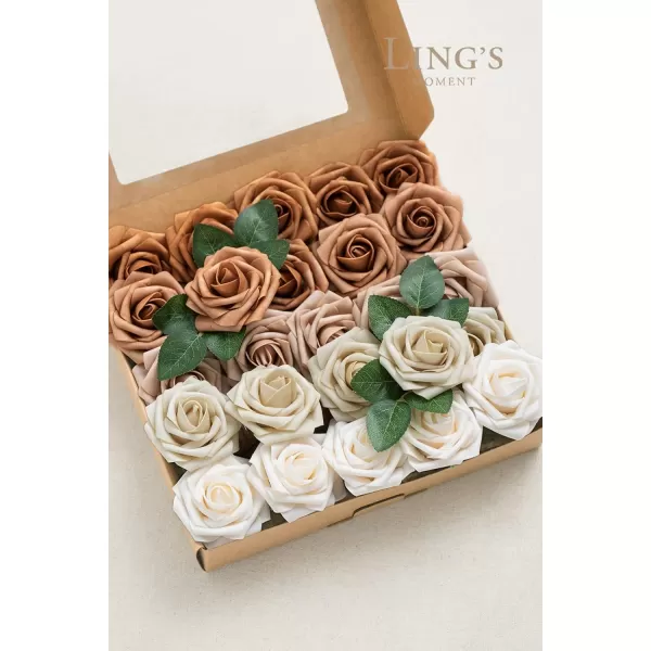 imageLings Moment Artificial Flowers 25Pcs 3quot Roses in Walnut Brown Shades Realistic DIY Foam Floral Decor for Wedding BouquetsCenterpieces Outdoor Party Backdrops RoomTable GardenPot DecorationsShade of Autumn