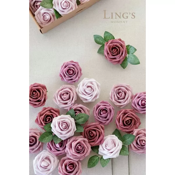 imageLings Moment Artificial Flowers 25Pcs 3quot Roses in Walnut Brown Shades Realistic DIY Foam Floral Decor for Wedding BouquetsCenterpieces Outdoor Party Backdrops RoomTable GardenPot DecorationsShades of Mauve