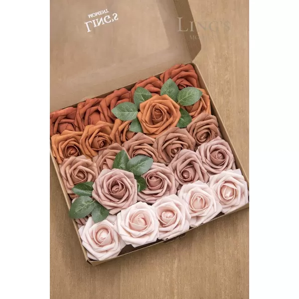 imageLings Moment Artificial Flowers 25Pcs 3quot Roses in Walnut Brown Shades Realistic DIY Foam Floral Decor for Wedding BouquetsCenterpieces Outdoor Party Backdrops RoomTable GardenPot DecorationsShades of Burnt Orange