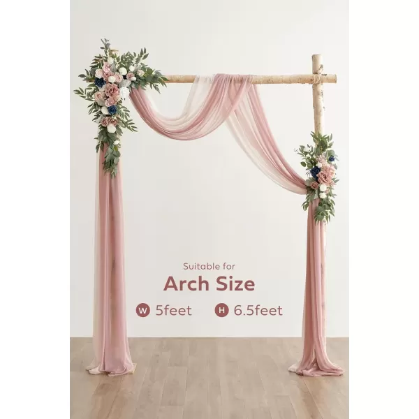 imageLings Moment Artificial Wedding Arch Flowers Kit Pack of 4 2pcs Hanging Flower Arrangement 2pcs Chiffon Drapes Ceremony Reception Fake Rose Arbor Backdrop White Sage Green Floral Party Outdoor DecorDusty Rose  Navy