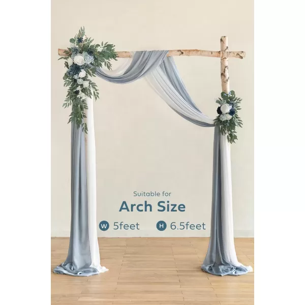 imageLings Moment Artificial Wedding Arch Flowers Kit Pack of 4 2pcs Hanging Flower Arrangement 2pcs Chiffon Drapes Ceremony Reception Fake Rose Arbor Backdrop White Sage Green Floral Party Outdoor DecorDusty Blue  Navy