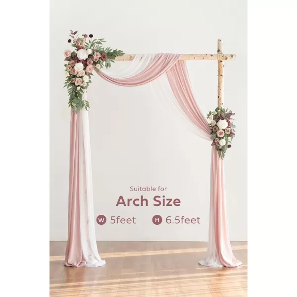 imageLings Moment Artificial Wedding Arch Flowers Kit Pack of 4 2pcs Hanging Flower Arrangement 2pcs Chiffon Drapes Ceremony Reception Fake Rose Arbor Backdrop White Sage Green Floral Party Outdoor DecorDusty Rose U0026 Mauve