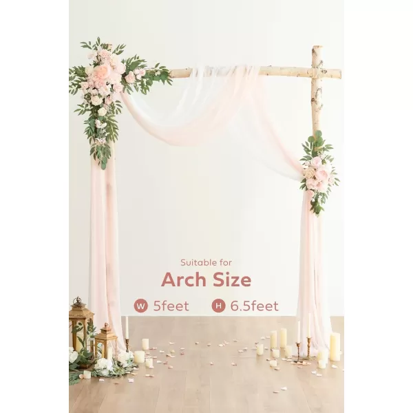 imageLings Moment Artificial Wedding Arch Flowers Kit Pack of 4 2pcs Hanging Flower Arrangement 2pcs Chiffon Drapes Ceremony Reception Fake Rose Arbor Backdrop White Sage Green Floral Party Outdoor DecorBlush  Cream