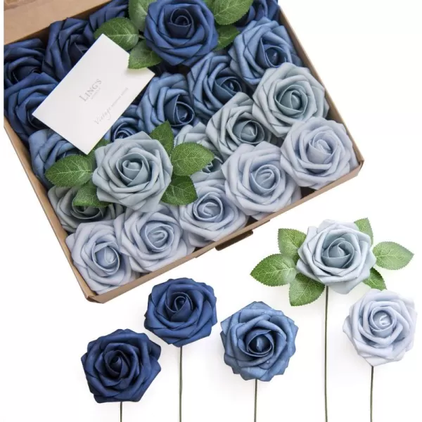 imageLings Moment Artificial Flowers 25Pcs 3quot Roses in Walnut Brown Shades Realistic DIY Foam Floral Decor for Wedding BouquetsCenterpieces Outdoor Party Backdrops RoomTable GardenPot DecorationsShades of Navy Blue