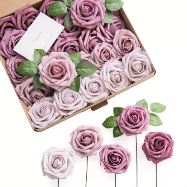 imageLings Moment Artificial Flowers 25Pcs 3quot Roses in Walnut Brown Shades Realistic DIY Foam Floral Decor for Wedding BouquetsCenterpieces Outdoor Party Backdrops RoomTable GardenPot DecorationsShades of Mauve