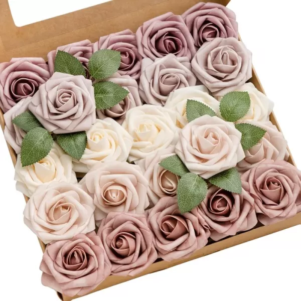 imageLings Moment Artificial Flowers 25Pcs 3quot Roses in Walnut Brown Shades Realistic DIY Foam Floral Decor for Wedding BouquetsCenterpieces Outdoor Party Backdrops RoomTable GardenPot DecorationsShades of Dusty Rose  Mauve