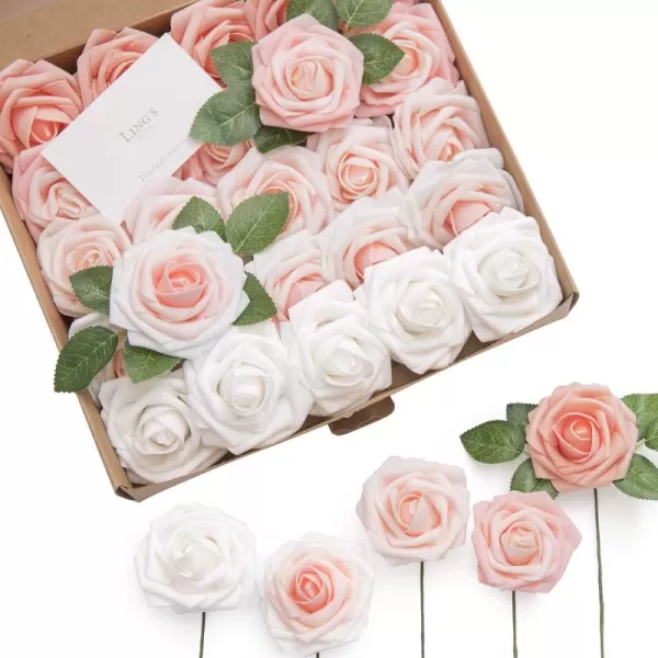 imageLings Moment Artificial Flowers 25Pcs 3quot Roses in Walnut Brown Shades Realistic DIY Foam Floral Decor for Wedding BouquetsCenterpieces Outdoor Party Backdrops RoomTable GardenPot DecorationsShades of Pink