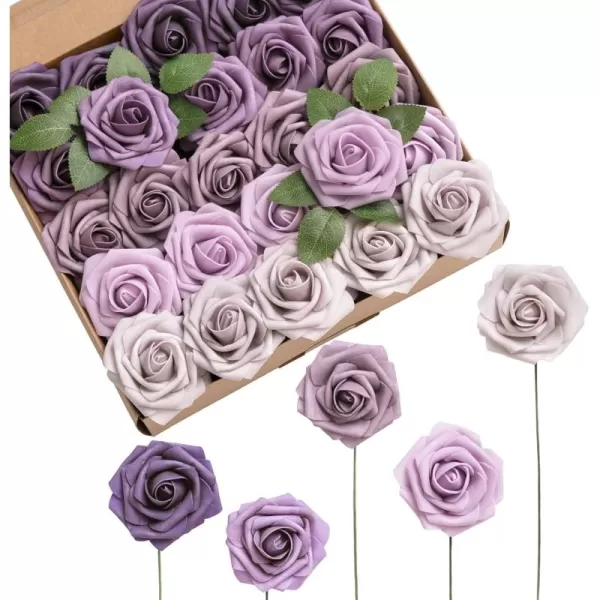 imageLings Moment Artificial Flowers 25Pcs 3quot Roses in Walnut Brown Shades Realistic DIY Foam Floral Decor for Wedding BouquetsCenterpieces Outdoor Party Backdrops RoomTable GardenPot DecorationsShades of Purple