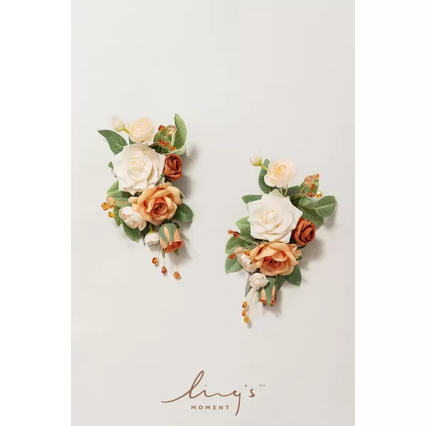 imageLings Moment 2pcs Homecoming Wedding Shoulder Corsage Artificial Flowers GirlMother Prom Corsages Wristlet Dcor etc Navy Blue Pink RanunculusOrfall Terracotta  Cream