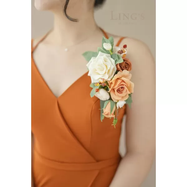 imageLings Moment 2pcs Homecoming Wedding Shoulder Corsage Artificial Flowers GirlMother Prom Corsages Wristlet Dcor etc Navy Blue Pink RanunculusOrfall Terracotta  Cream