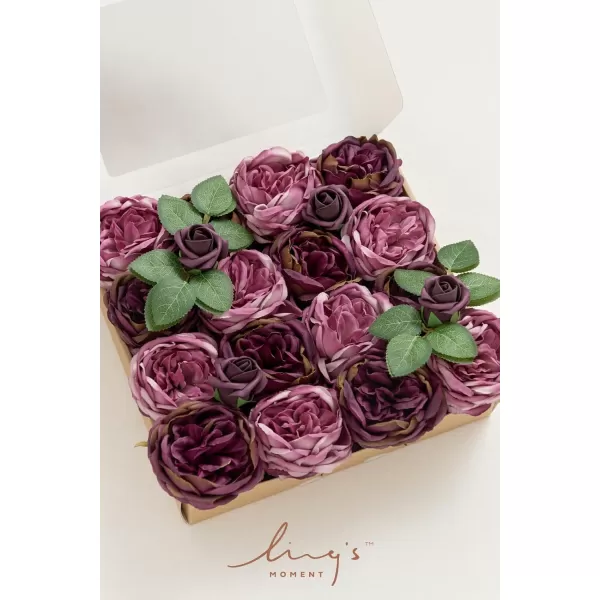 imageLings Moment Artificial Flowers Lavender Silk Austin Roses Silk Flowers Fake Roses wStem for Wedding Bouquets Centerpieces Garden Party Home DecorationLavender